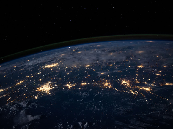 Global data network visualization representing enterprise system integration for industrial IoT